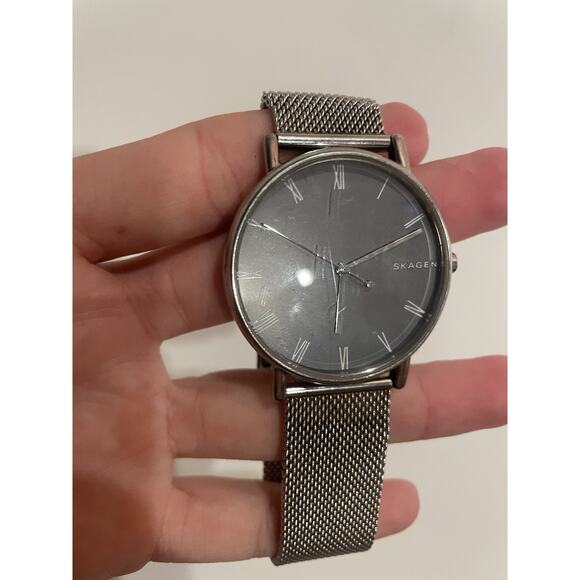Skagen Signature Men's Gray Mesh Watch Hand Stainless Steel- Needs New Battery - Picture 1 of 4